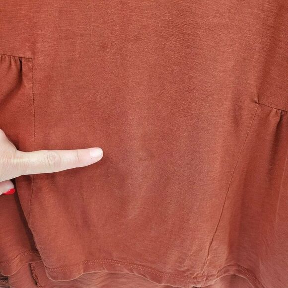 LOGO By Lori Goldstein Womens Fall Rust Embroidered Cotton Knit Tunic Top Sz M - Picture 10 of 10